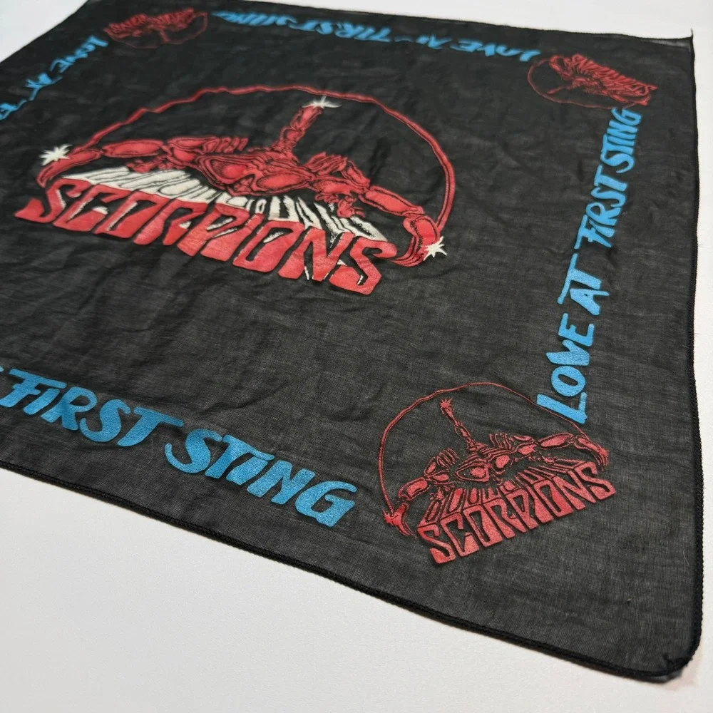 Vintage Scorpions Bandana Love at First Sting 1984 Rock Band Black Red Blue